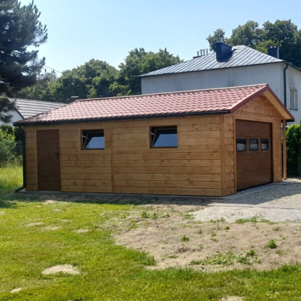Garaż drewniany 4,5 x 7 m + 0,5m wiaty, brama segmentowa - obrazek 3